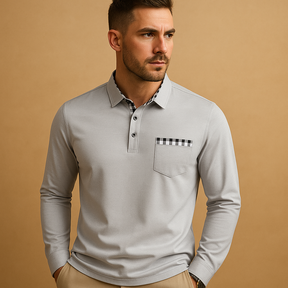 Atmungsaktives Langarm Poloshirt für Männer | Matten-5