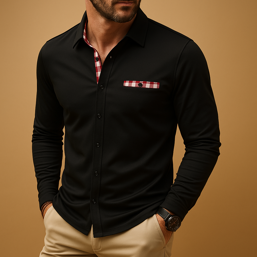 Atmungsaktives Langarm Poloshirt für Männer | Matten-1